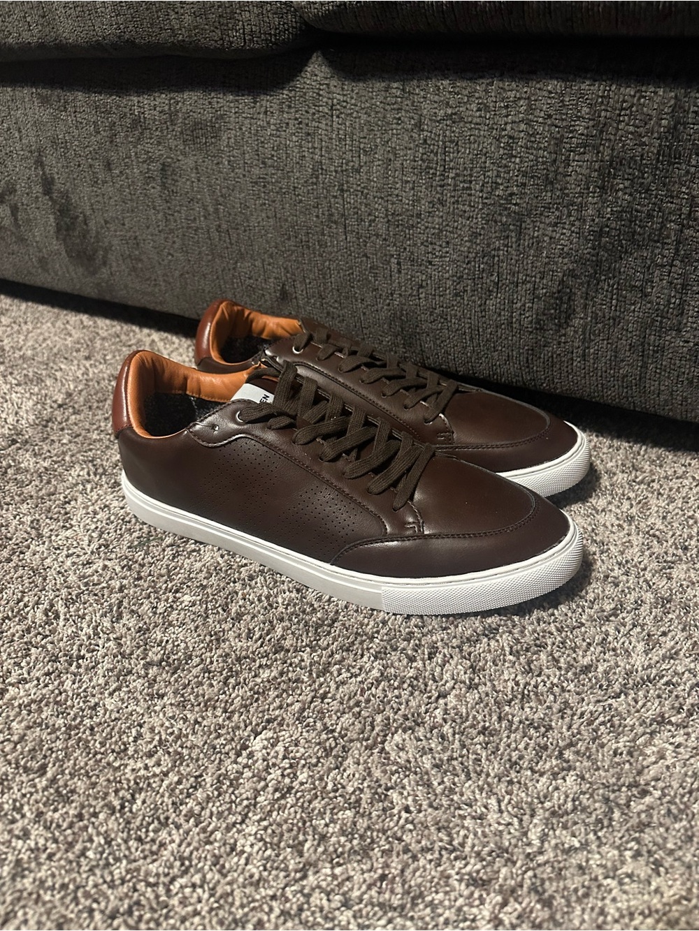 Madden Men's Brown Leather Sneakers with White Sole